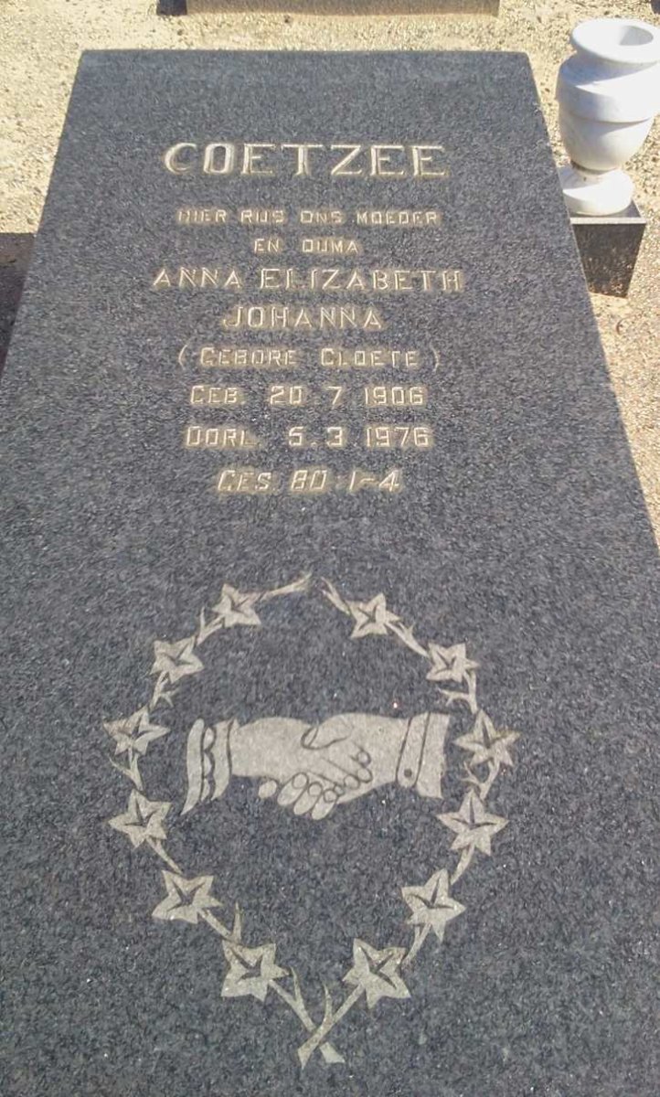 COETZEE Anna Elizabeth Johanna nee CLOETE 1906-1976
