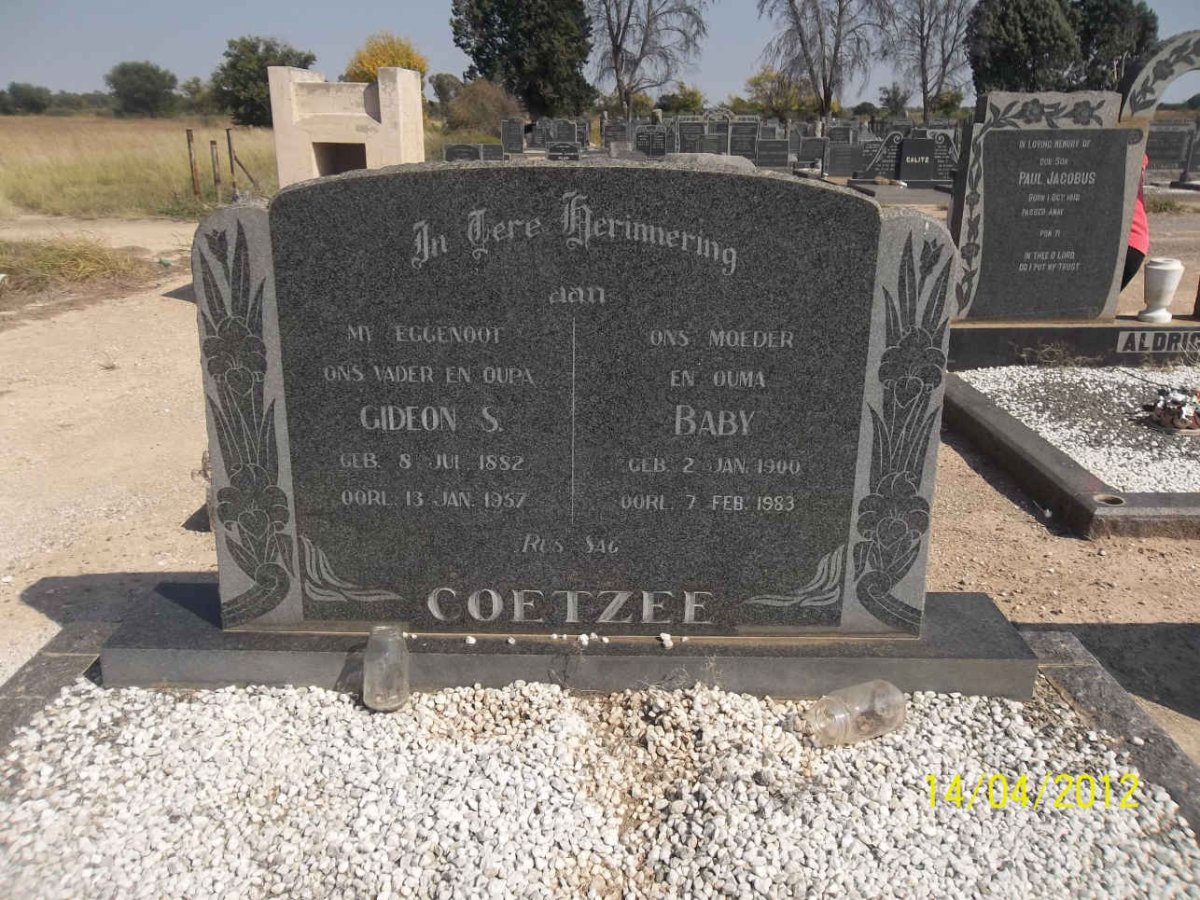 COETZEE Gideon S. 1882-1957 &amp; Baby 1900-1983