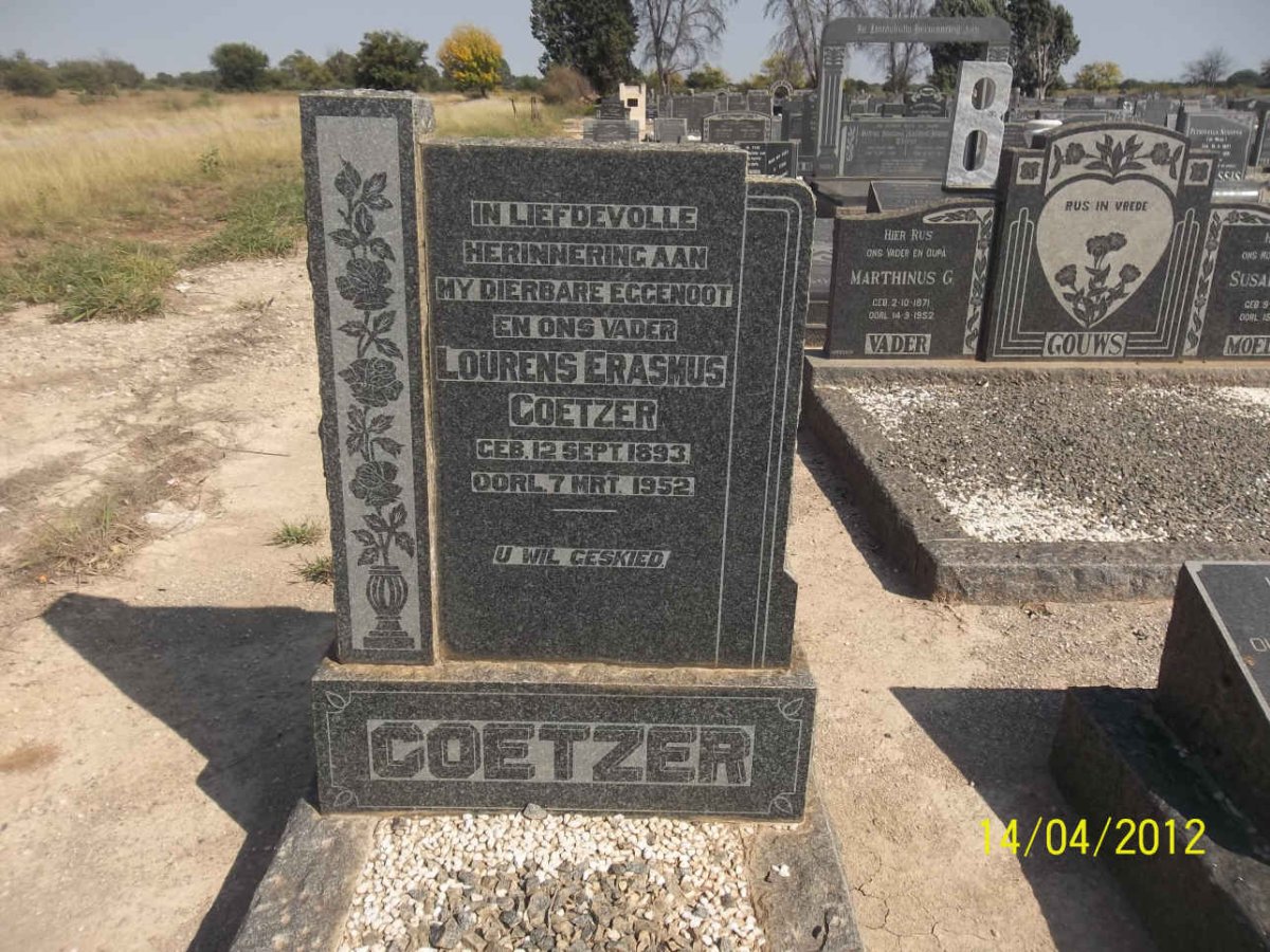 COETZER Lourens Erasmus 1893-1952