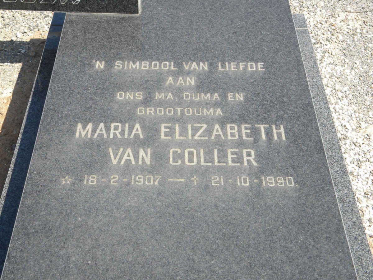COLLER Maria Elizabeth, van 1907-1990