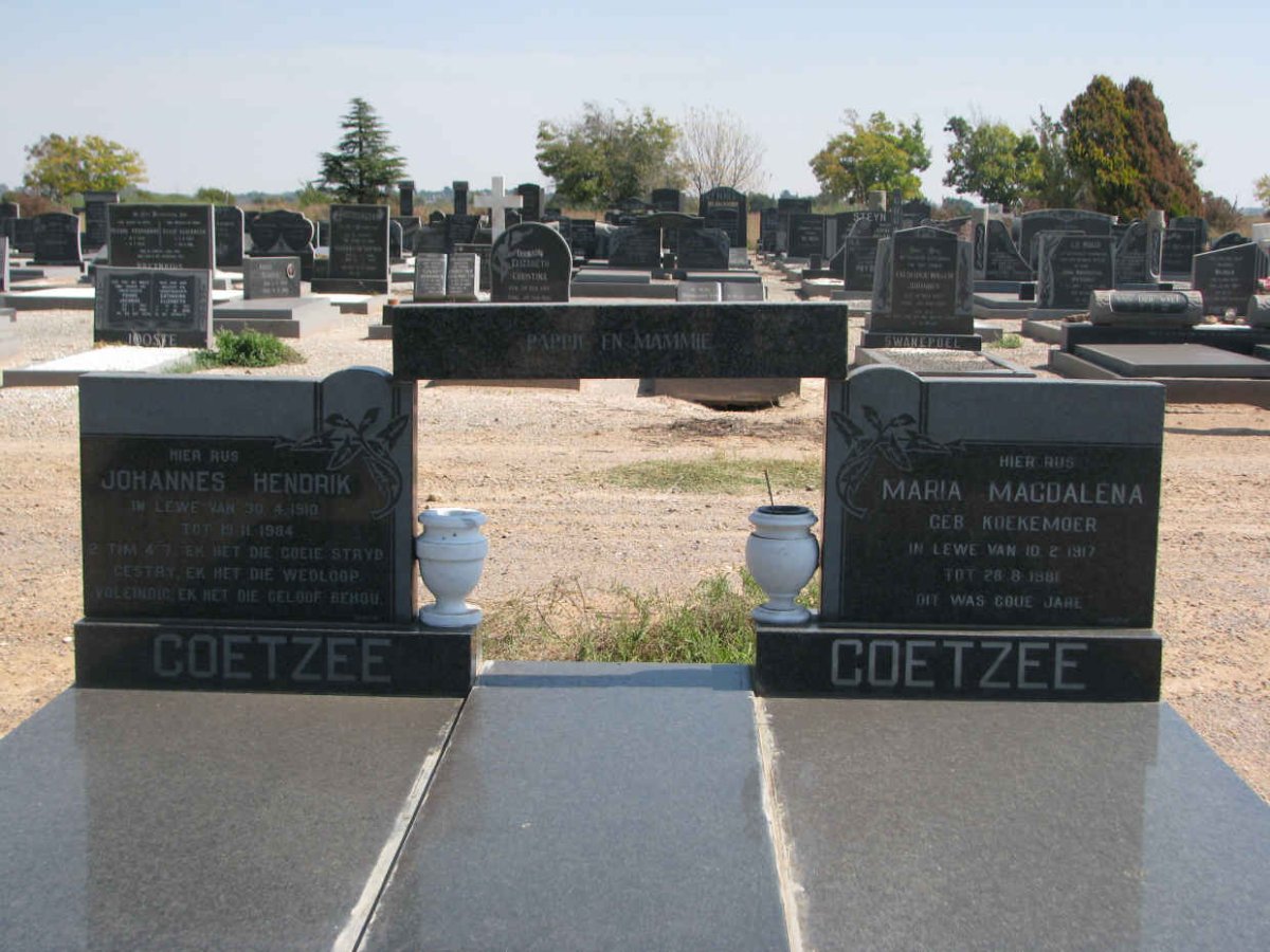 COETZEE Johannes Hendrik 1910-1984 &amp; Maria Magdalena KOEKEMOER 1917-1981