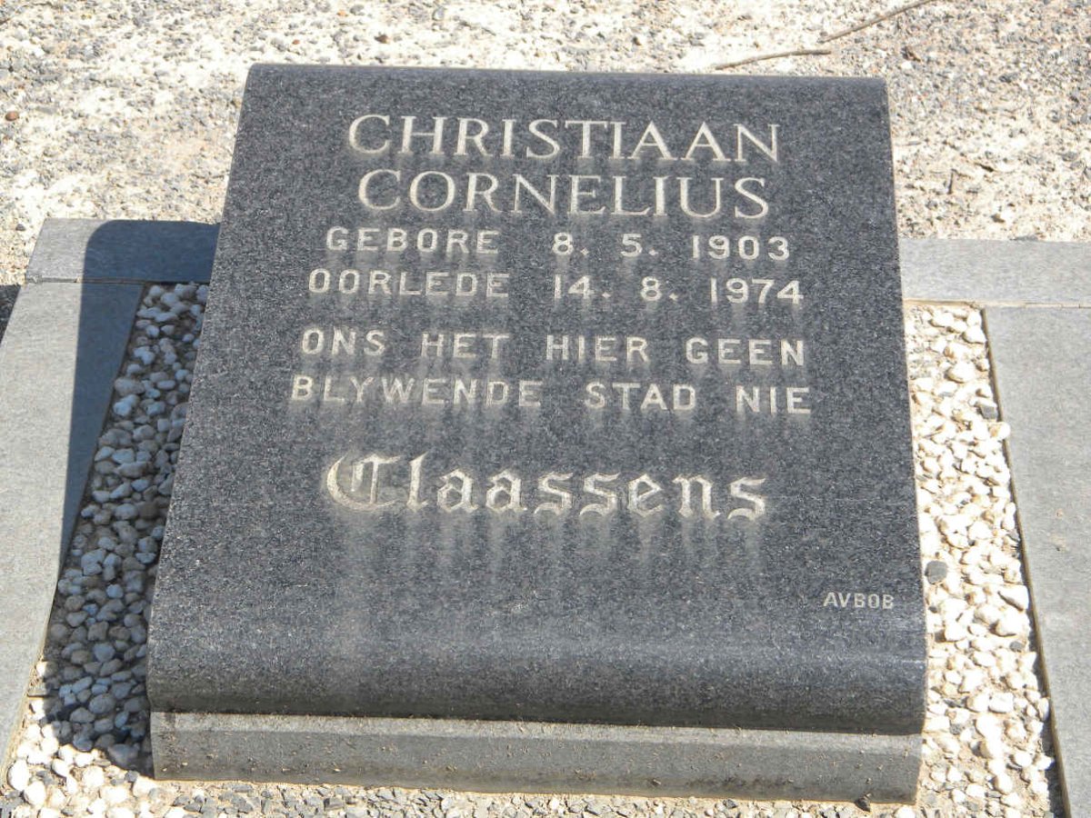 CLAASSENS Christiaan Cornelius 1903-1974