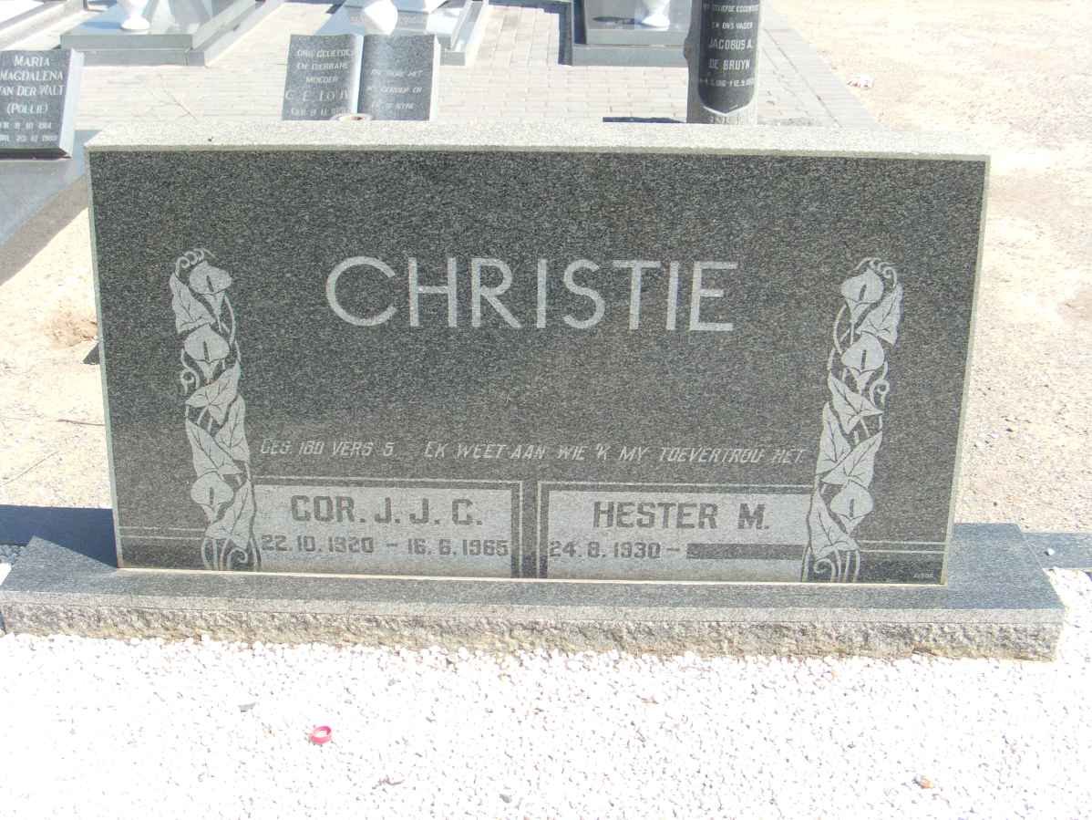 CHRISTIE Cor J.J.G. 1920-1965 &amp; Hester M. 1930-