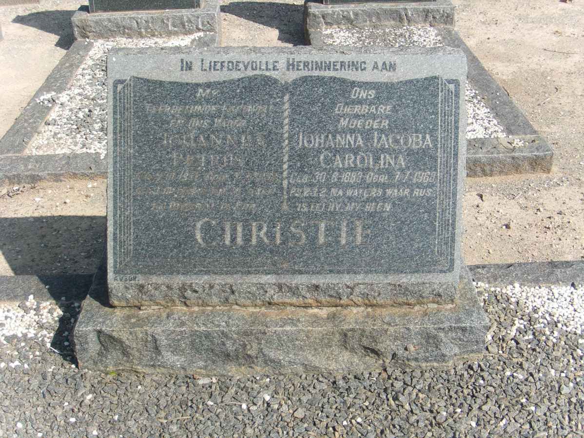 CHRISTIE Johannes Petrus &amp; Johanna Jacoba Carolina 1883-1968