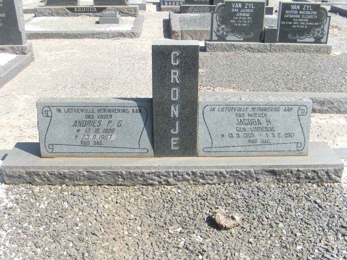 CRONJE Andries P.G. 1890-1967 &amp; Jacoba H. LINDEQUE 1909-1967