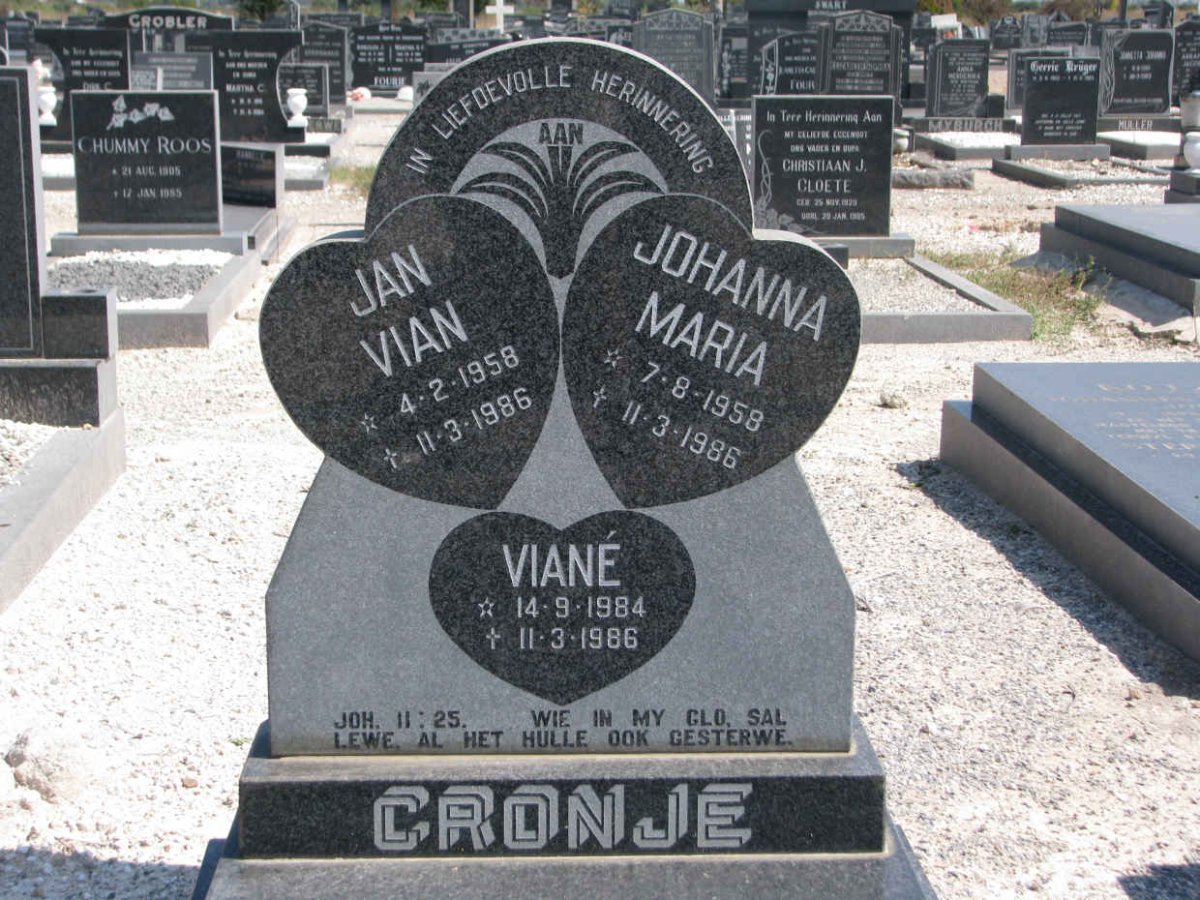 CRONJE Jan Vian 1958-1986 &amp; Johanna Maria 1958-1986 :: CRONJE Viané 1984-1986