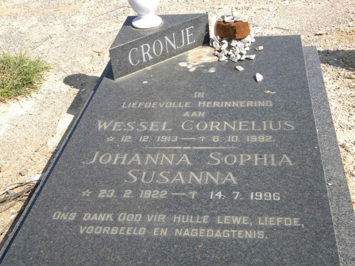 CRONJE Wessel Cornelius 1913-1992 &amp; Johanna Sophia Susanna 1922-1996