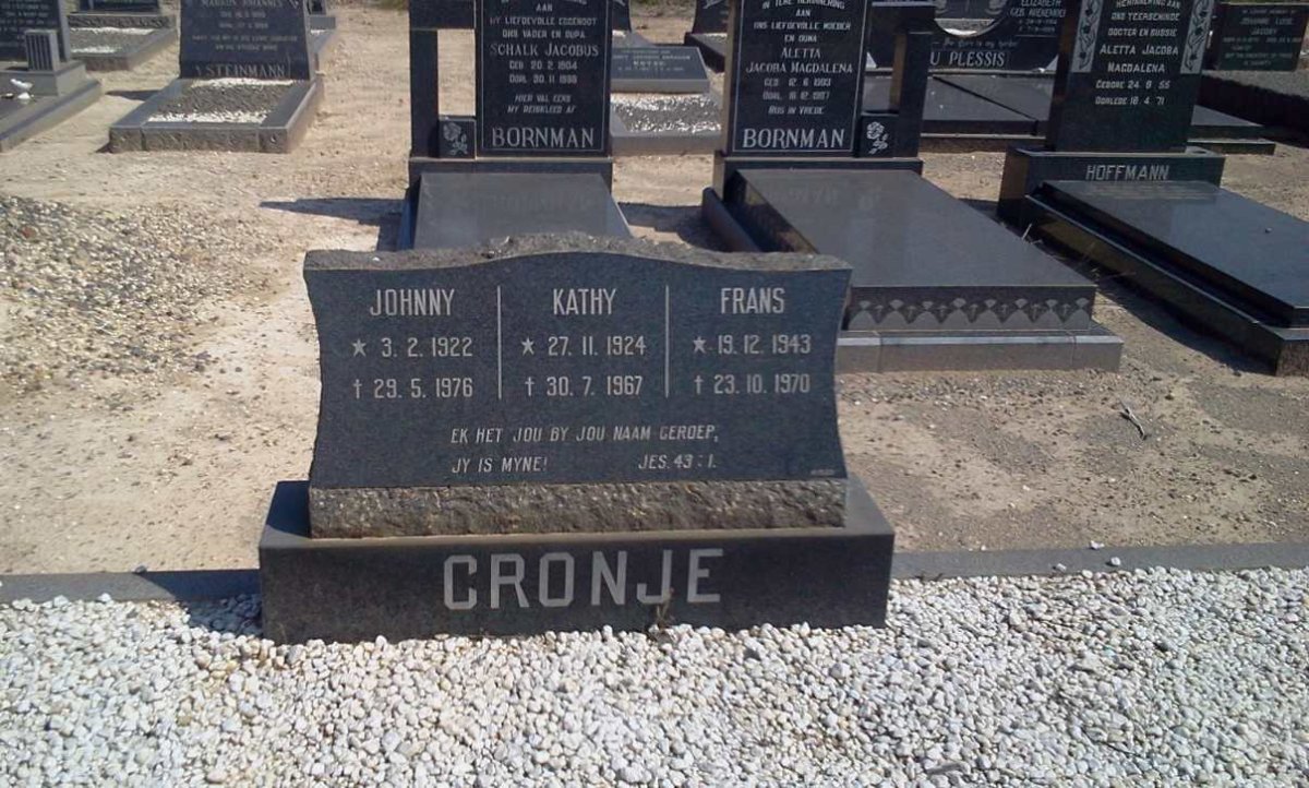 CRONJE Johnny 1922-1976 &amp; Kathy 1924-1967 :: CRONJE Frans 1943-1970