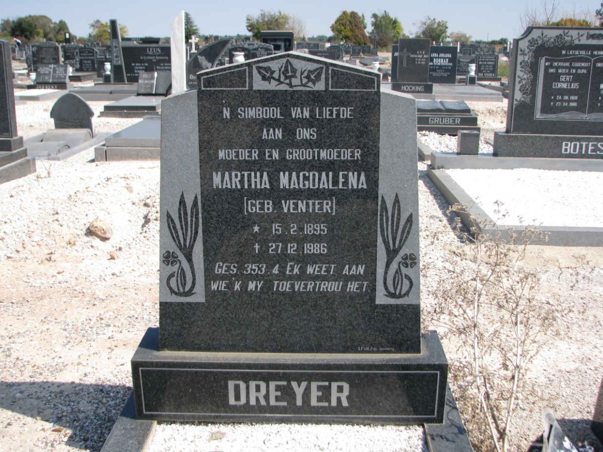 DREYER Martha Magdalena nee VENTER 1895-1986