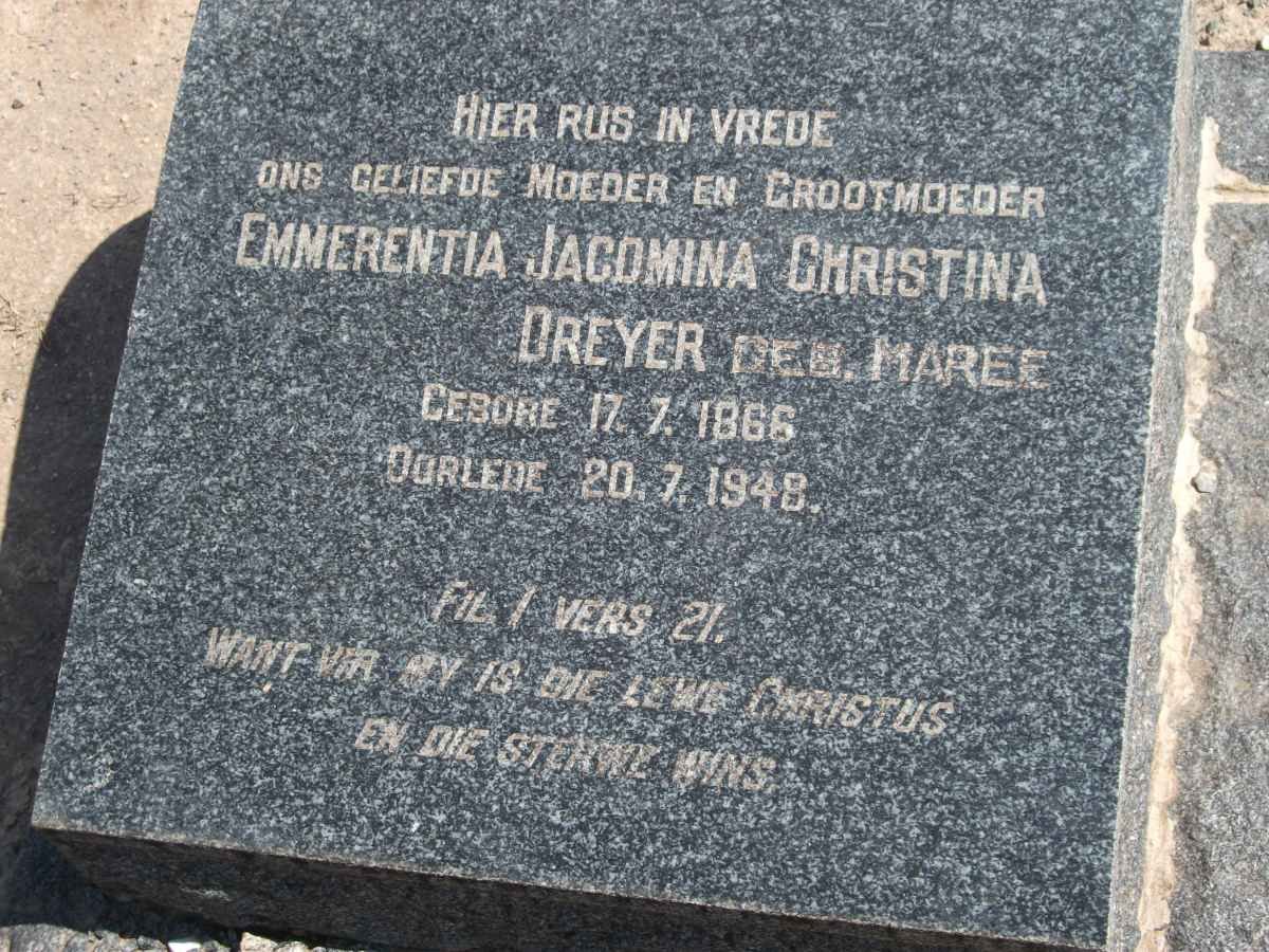 DREYER Emmerentia Jacomina Christina nee MAREE 1866-1948