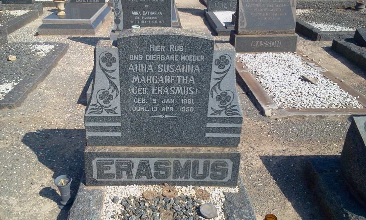 ERASMUS Anna Susanna Margaretha nee ERASMUS 1881-1950