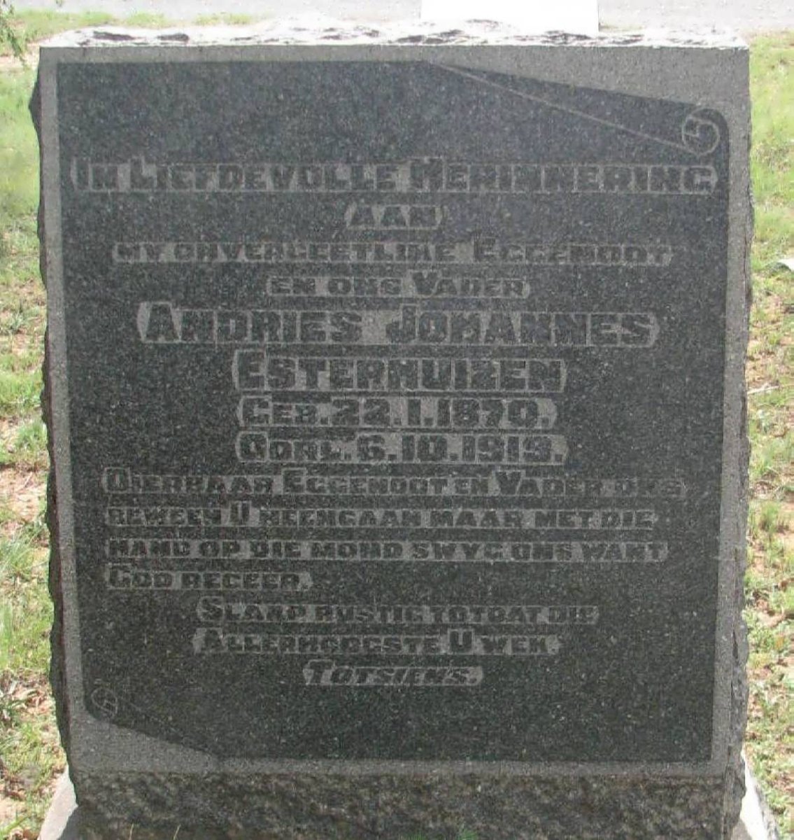 ESTERHUIZEN Andries Johannes 1870-1919