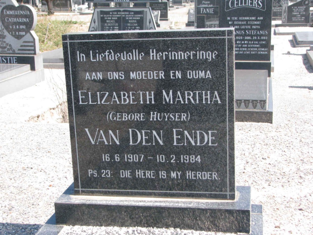 ENDE Elizabeth Martha, van den nee HUYSER 1907-1984