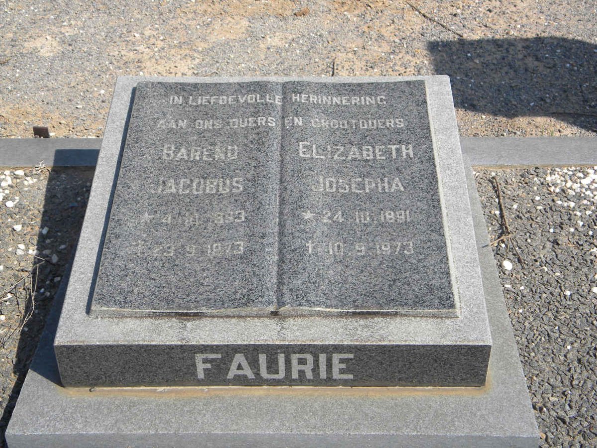 FAURIE Barend Jacobus 1893-1973 &amp; Elizabeth Josepha 1891-1973