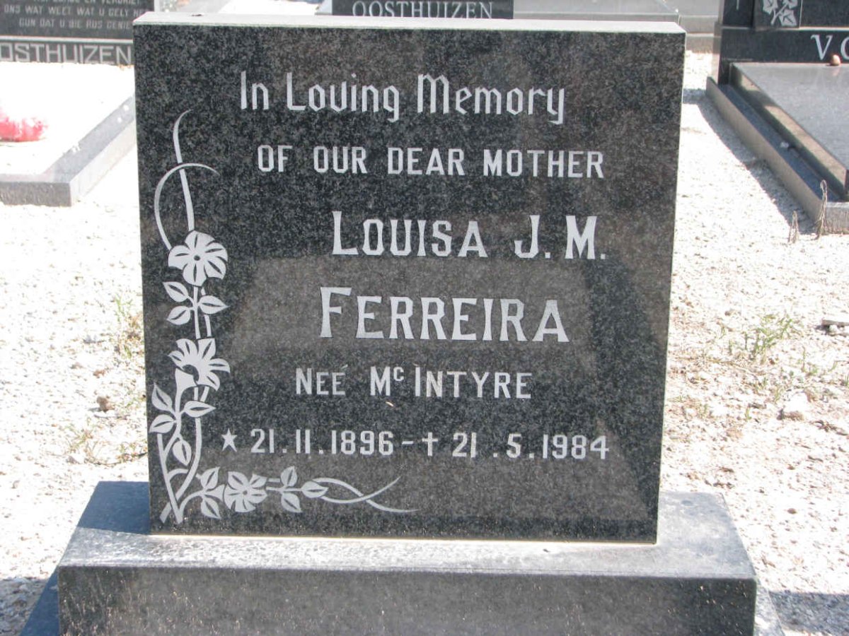 FERREIRA Louisa J.M. nee McINTYRE 1896-1984