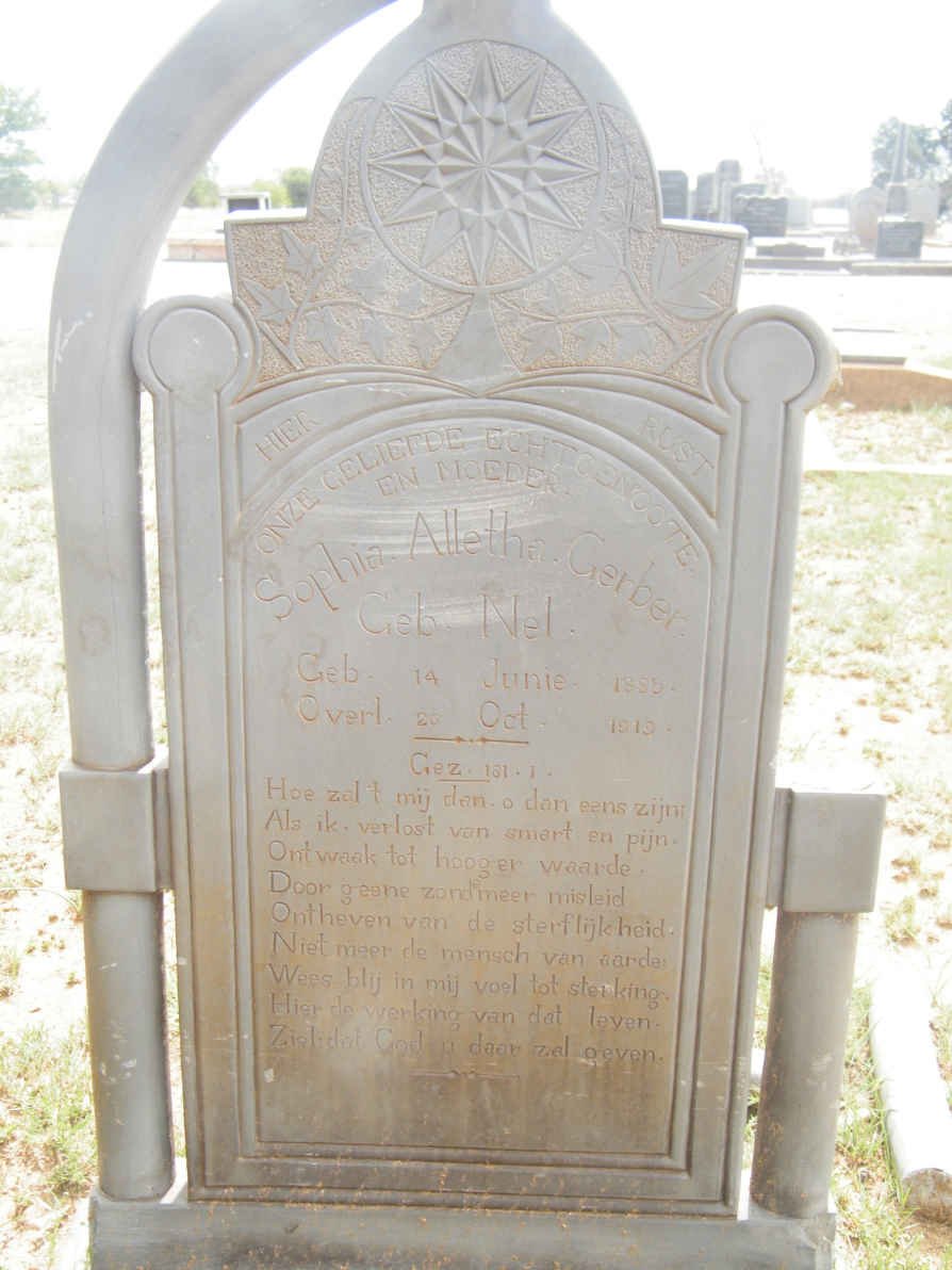 GERBER Sophia Alletha nee NEL 1895-1919