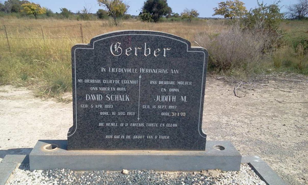 GERBER David Schalk 1893-1969 &amp; Judith M. 1907-1970