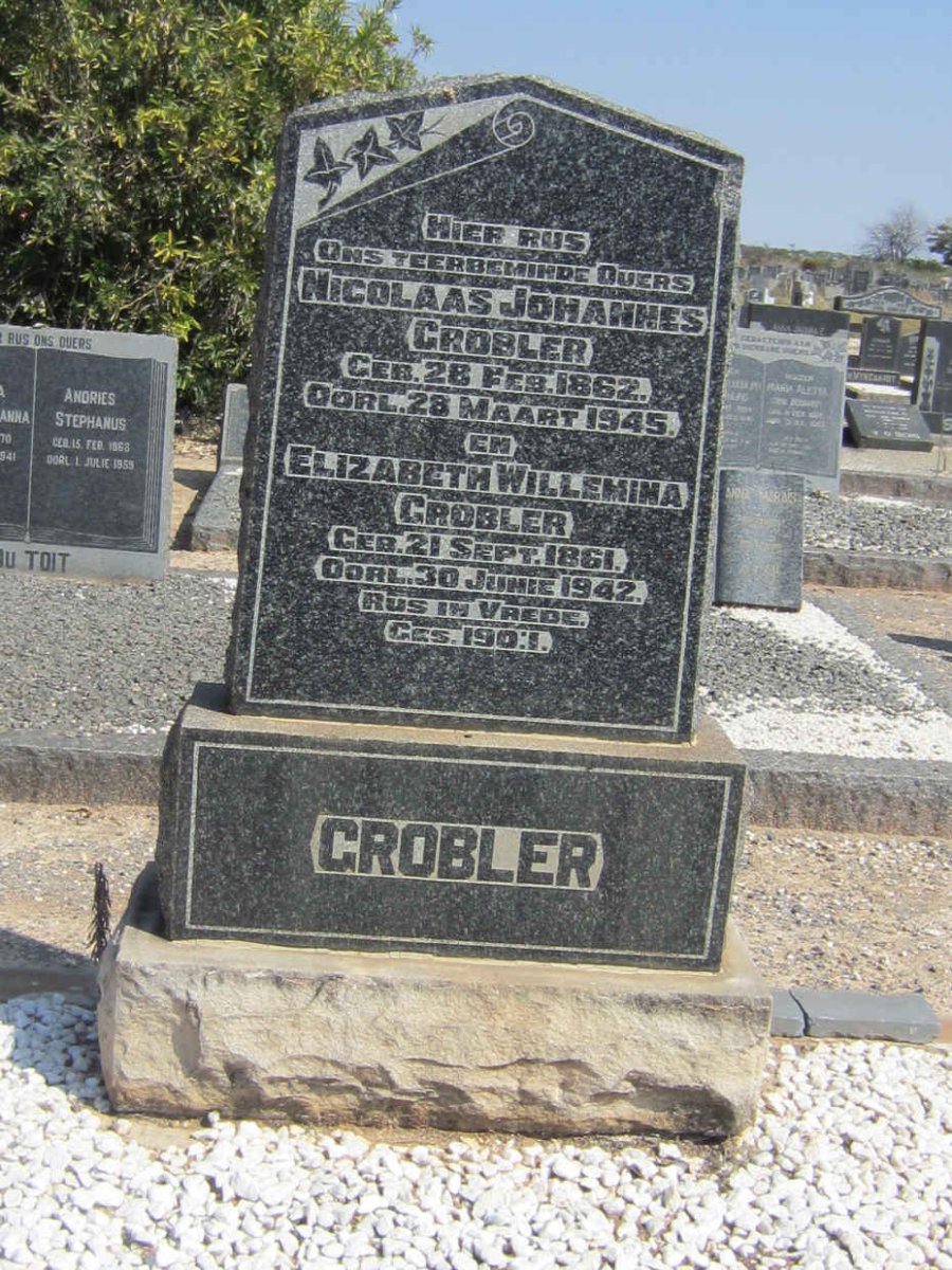 GROBLER Nicolaas Johannes 1862-1945 &amp; Elizabeth Willemina 1861-1942