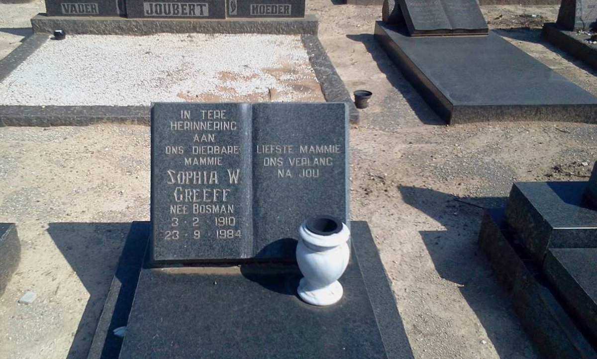 GREEFF Sophia W. nee BOSMAN 1910-1984