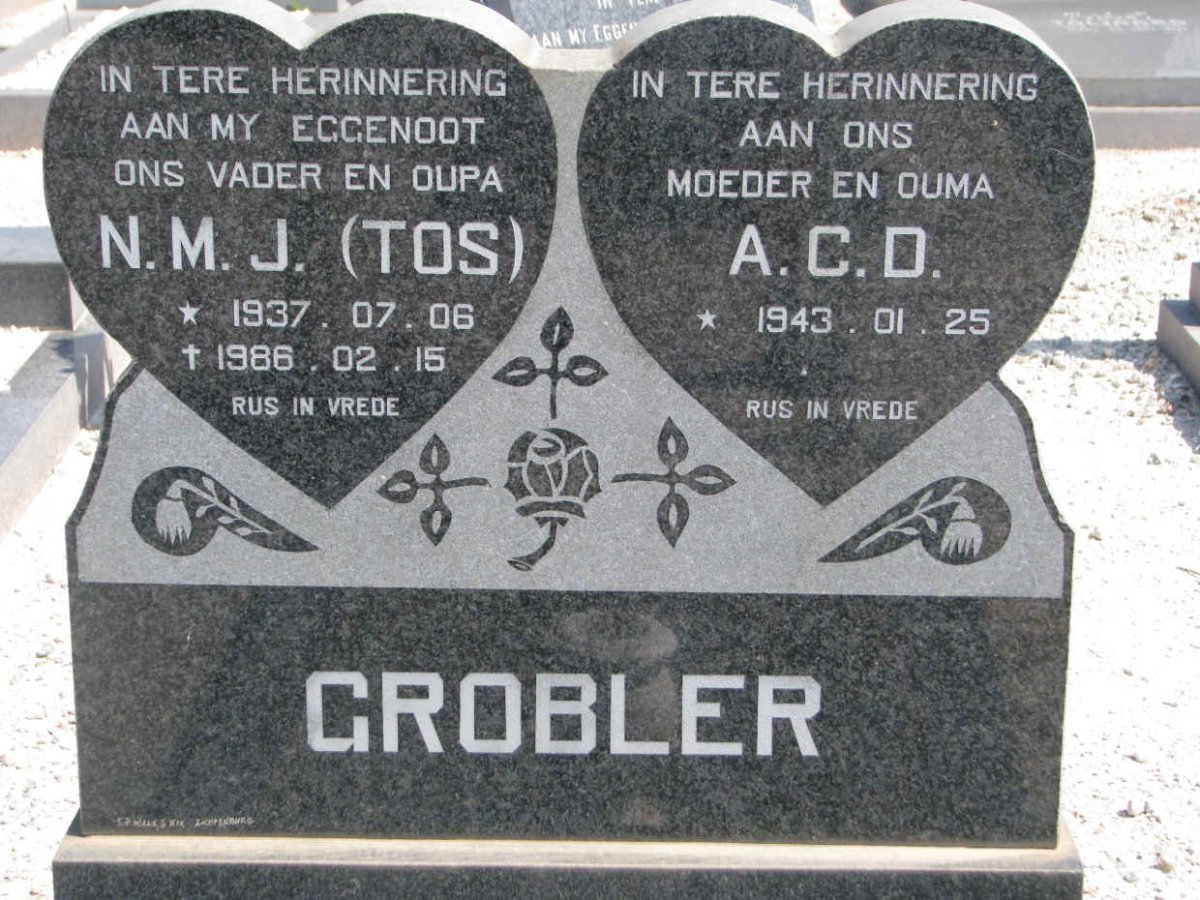 GROBLER N.M.J. 1937-1986 &amp; A.C.D. 1943-