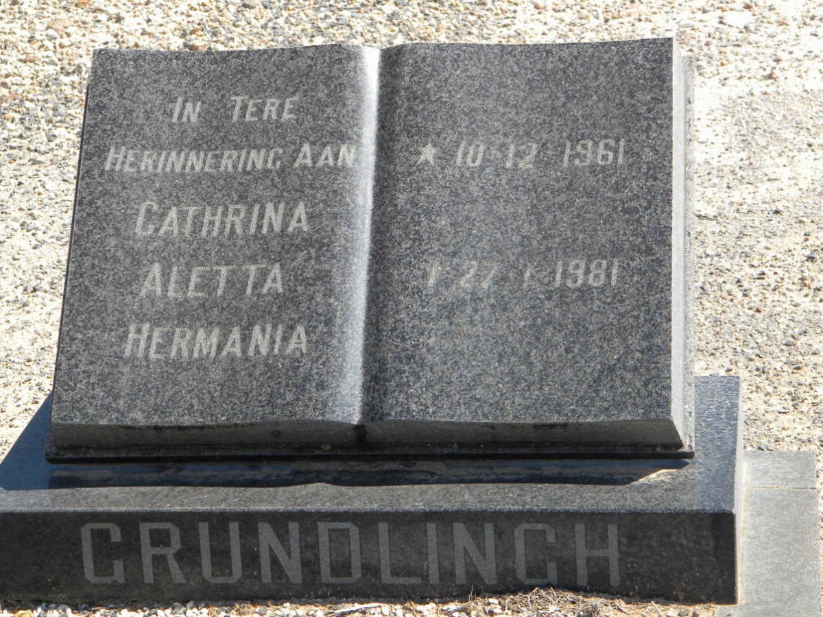 GRUNDLINGH Cathrina Aletta Hermania 1961-1981