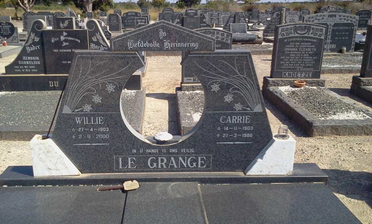 GRANGE Willie, le 1903-2000 &amp; Carrie 1903-1989