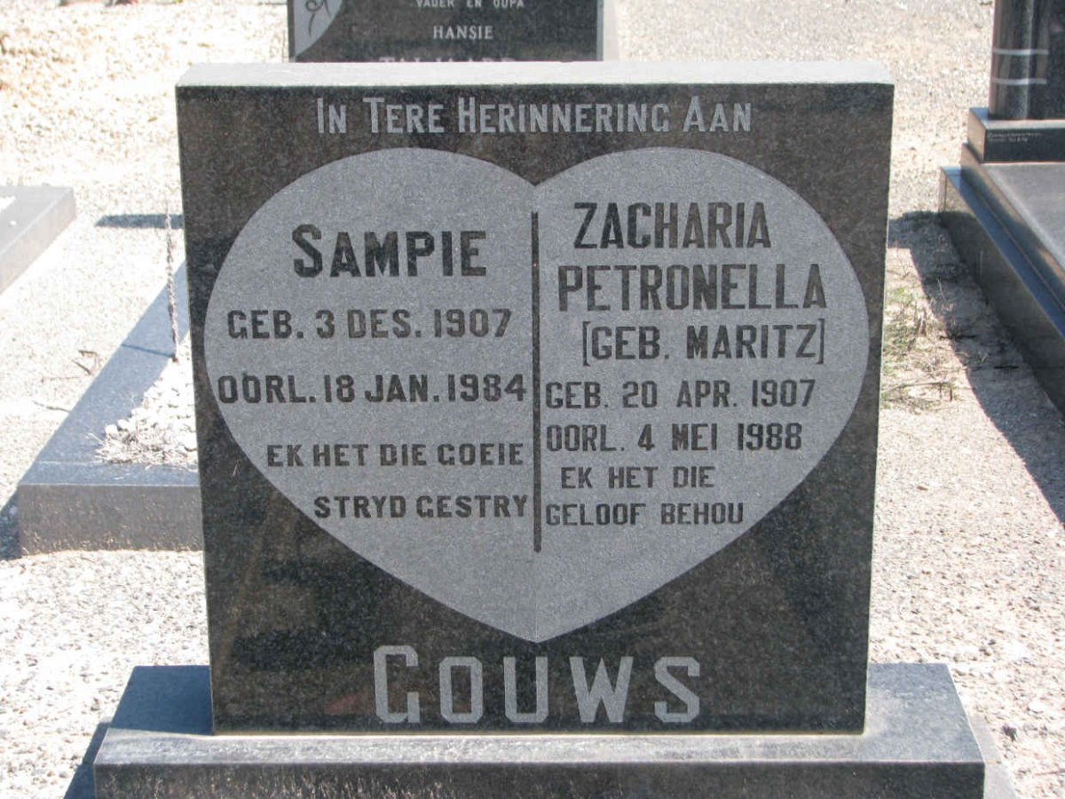 GOUWS Sampie 1907-1984 &amp; Zacharia Petronella MARITZ 1907-1988