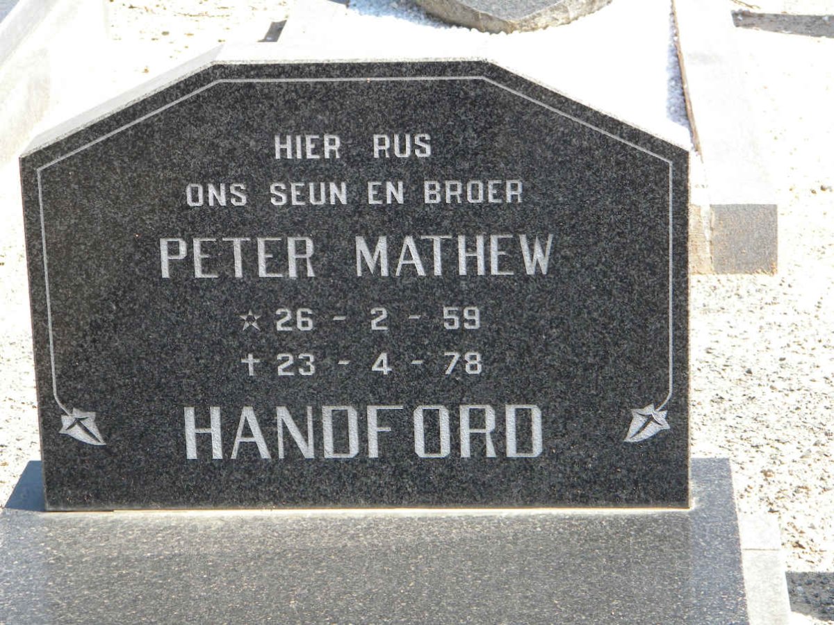 HANDFORD Peter Mathew 1959-1978