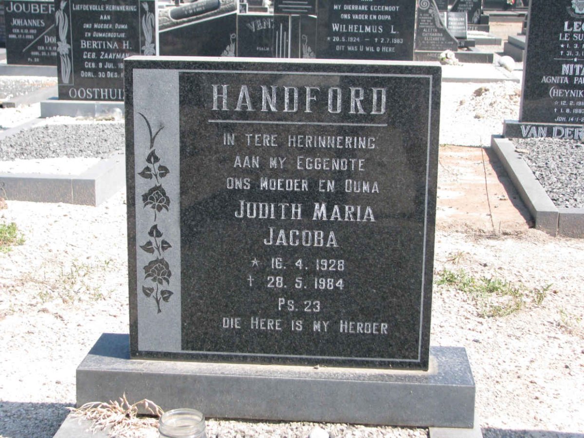 HANDFORD Judith Maria Jacoba 1928-1984