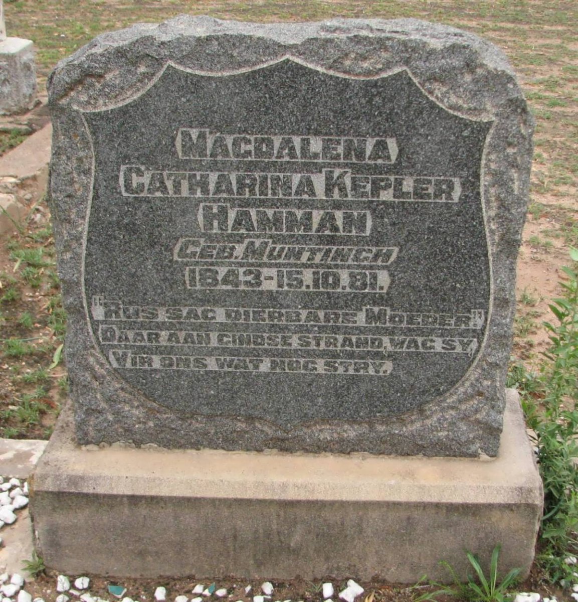HAMMAN Magdalena Catharina Kepler nee MUNTINGH 1843-1881
