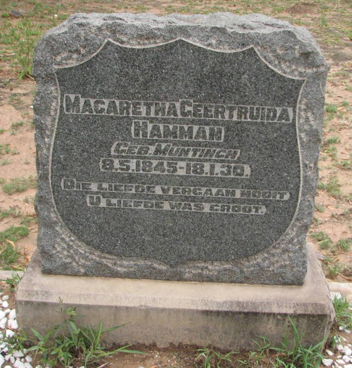 HAMMAN Magaretha Geertruida nee MUNTINGH 1845-1930