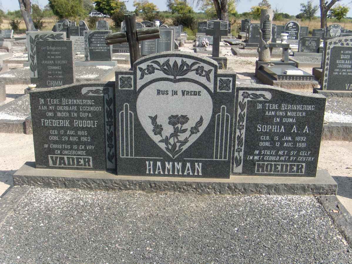 HAMMAN Frederik Rudolf &amp; Sophia A.A.