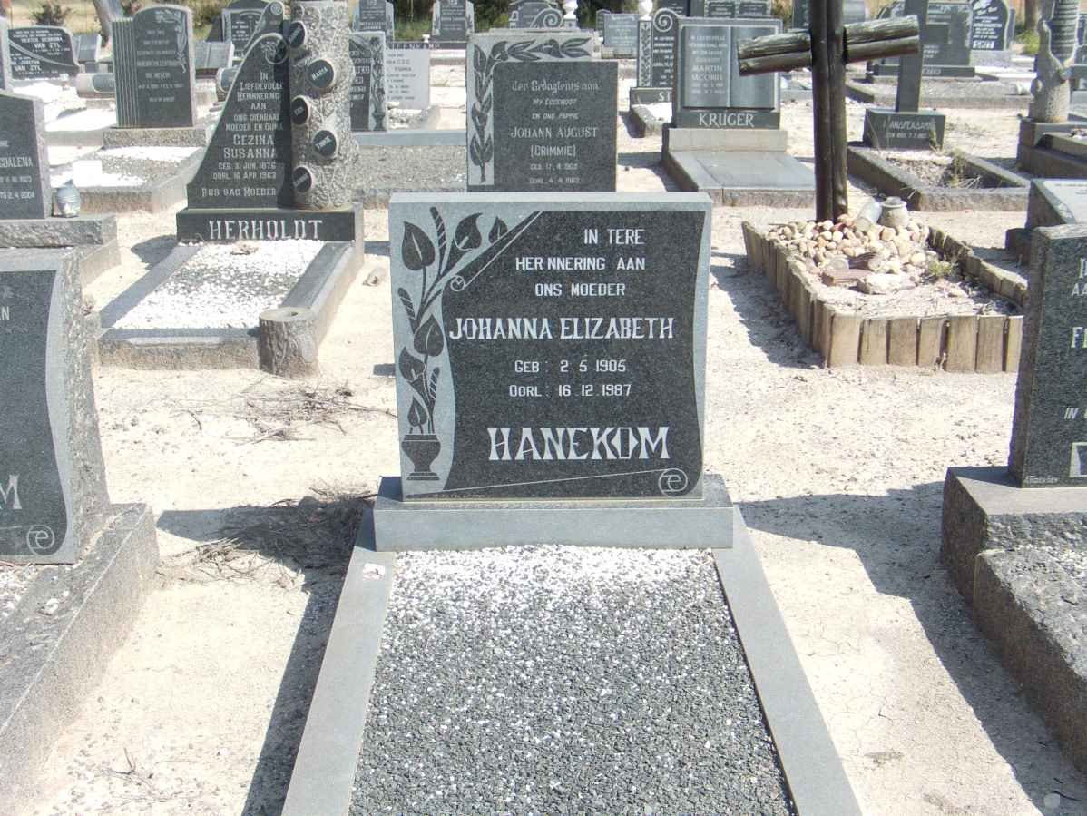 HANEKOM Johanna Elizabeth 1905-19?7