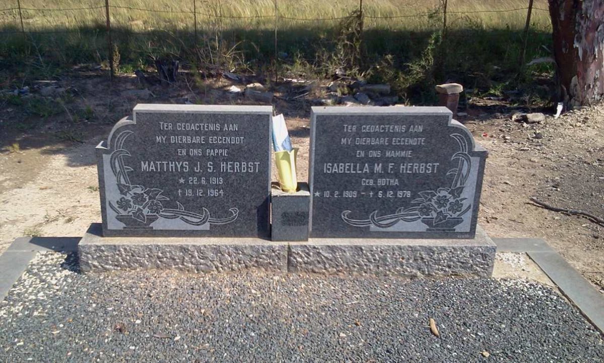 HERBST Matthys J.S. 1913-1964 &amp; Isabella M.F. BOTHA 1909-1978