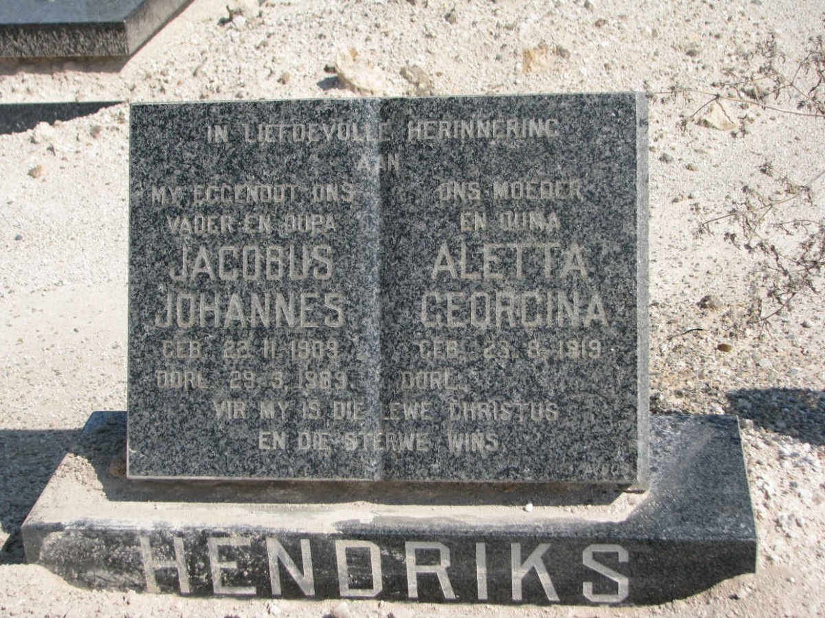 HENDRIKS Jacobus Johannes 1909-1989 &amp; Aletta Georgina 1919-