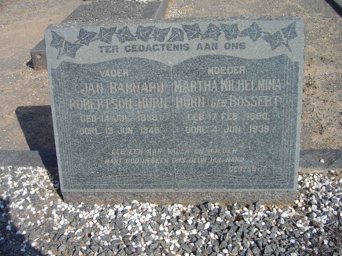 HURN Jan Barnard Robertson 1858-1946 &amp; Martha Wilhelmina BOSSERT 1860-1939