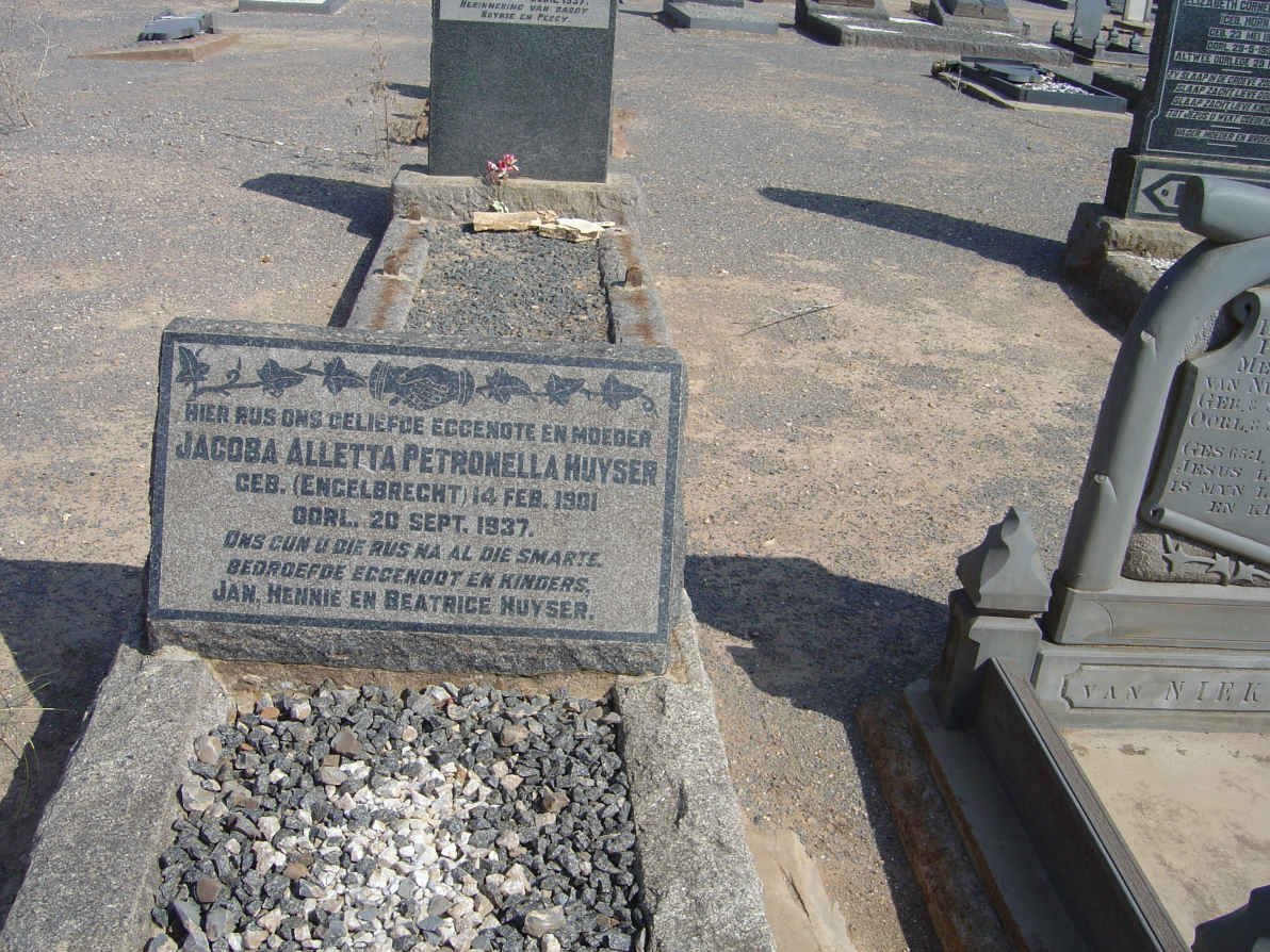 HUYSER Jacoba Alletta Petronella nee ENGELBRECHT 1901-1937