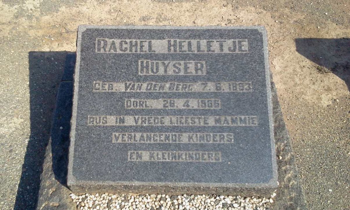 HUYSER Rachel Helletje nee VAN DEN BERG 1893-1966
