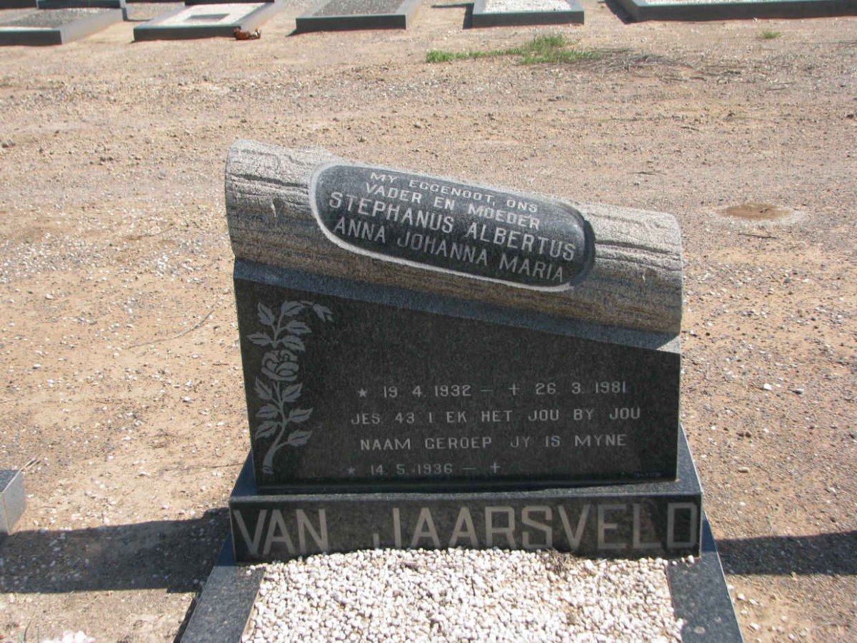 JAARSVELD Stephanus Albertus 1932-1981 &amp; Anna Johanna Maria 1936-