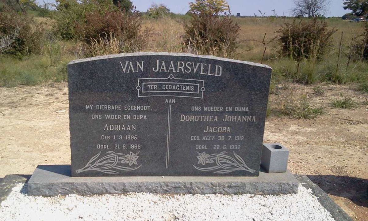 JAARSVELD Adriaan, van 1895-1969 &amp; Dorothea Johanna Jacoba KEET 1912-1992