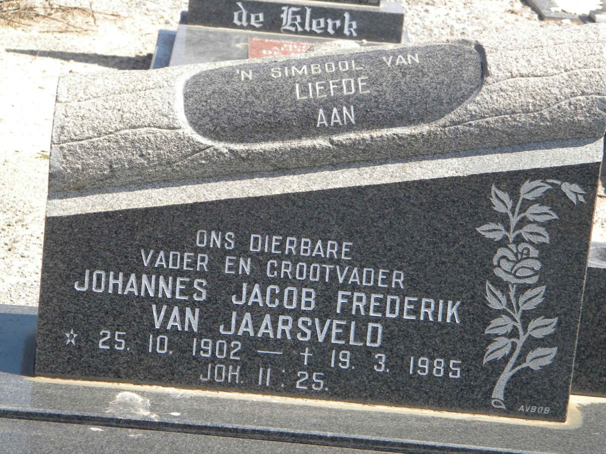 JAARSVELD Johannes Jacob Frederik, van 1902-1985