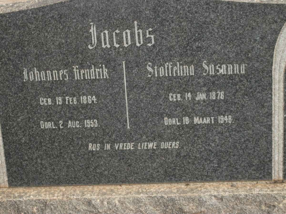 JACOBS Johannes Hendrik 1864-1953 &amp; Stoffelina Susanna 1876-1948