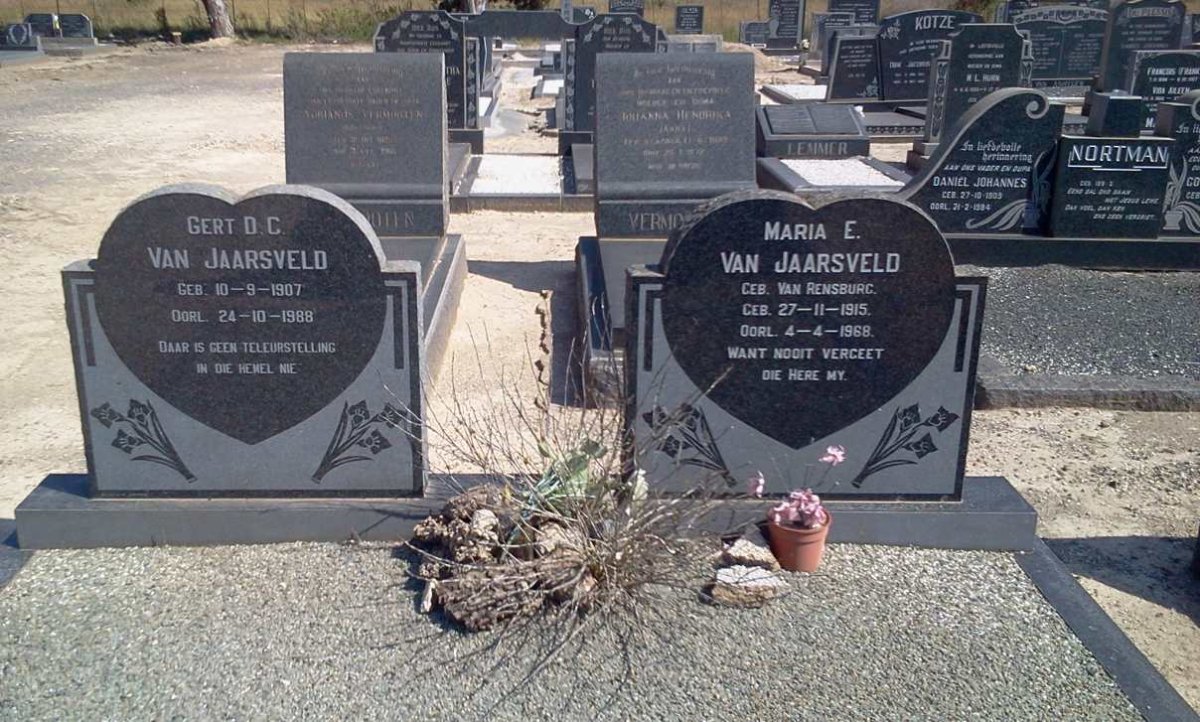 JAARSVELD Gert D.C., van 1907-1988 &amp; Maria E. VAN RENSBURG 1915-1968