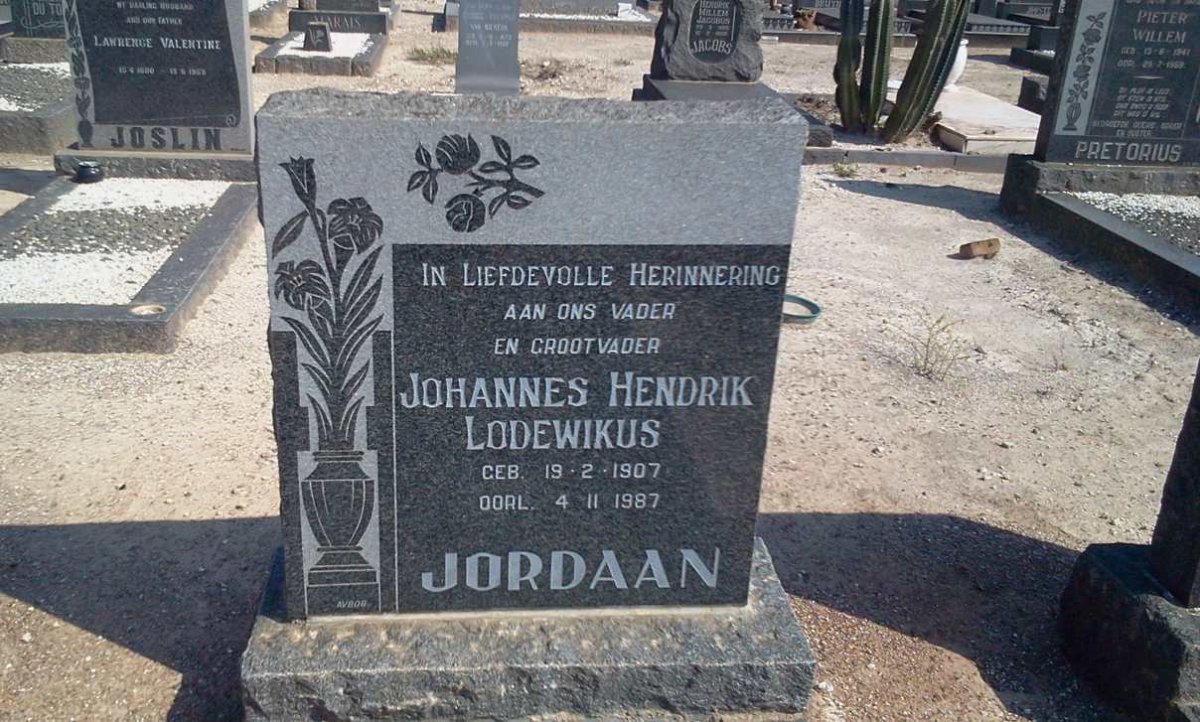 JORDAAN Johannes Hendrik Lodewikus 1907-1987