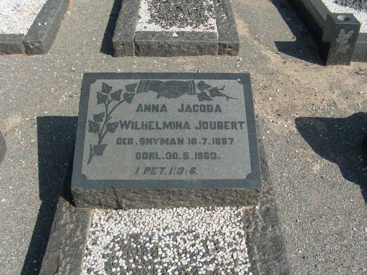JOUBERT Anna Jacoba Wilhelmina nee SNYMAN 1887-1963