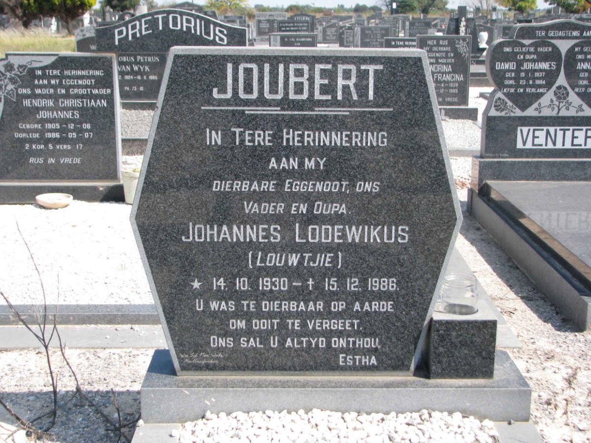 JOUBERT Johannes Lodewikus 1930-1986