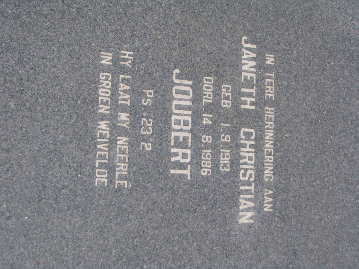 JOUBERT Janeth Christian 1913-1986