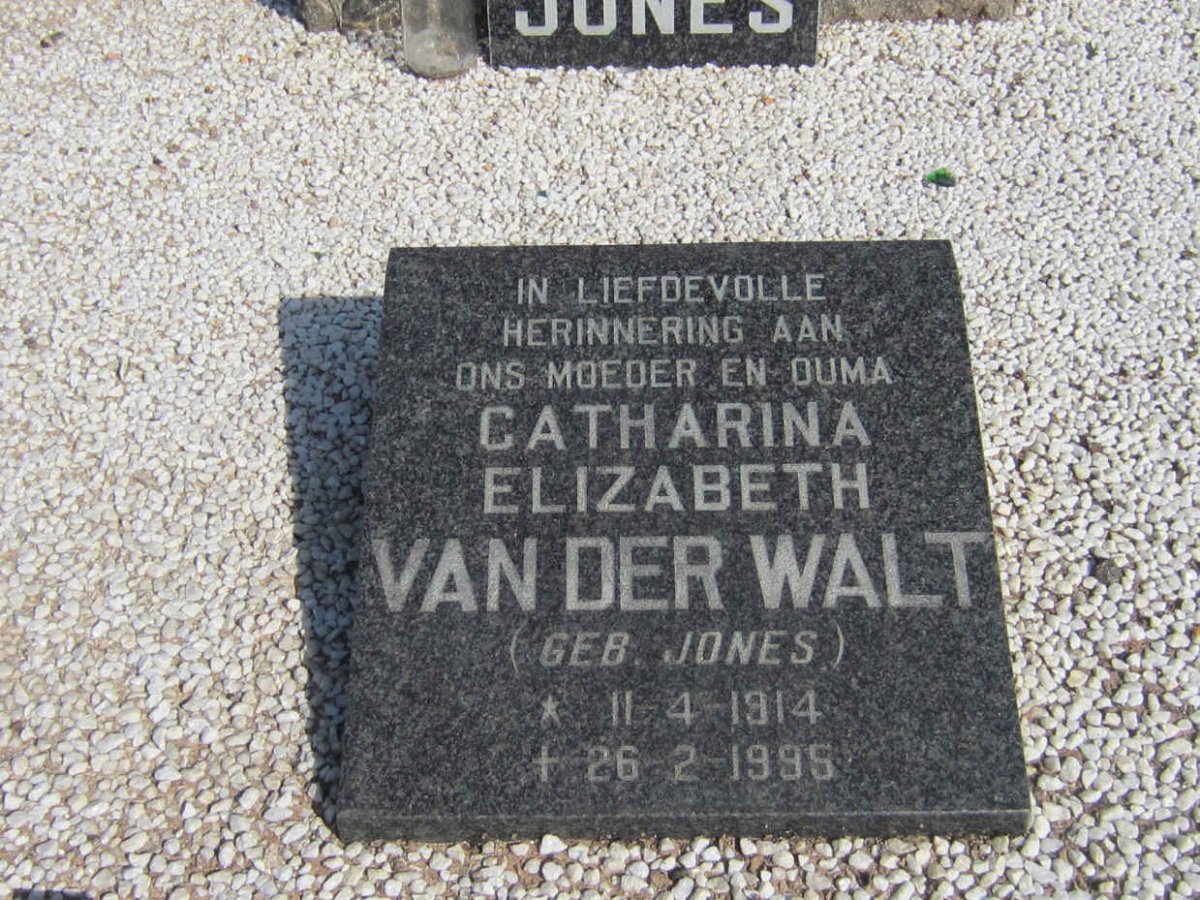 WALT Catharina Elizabeth, van der nee JONES 1914-1995