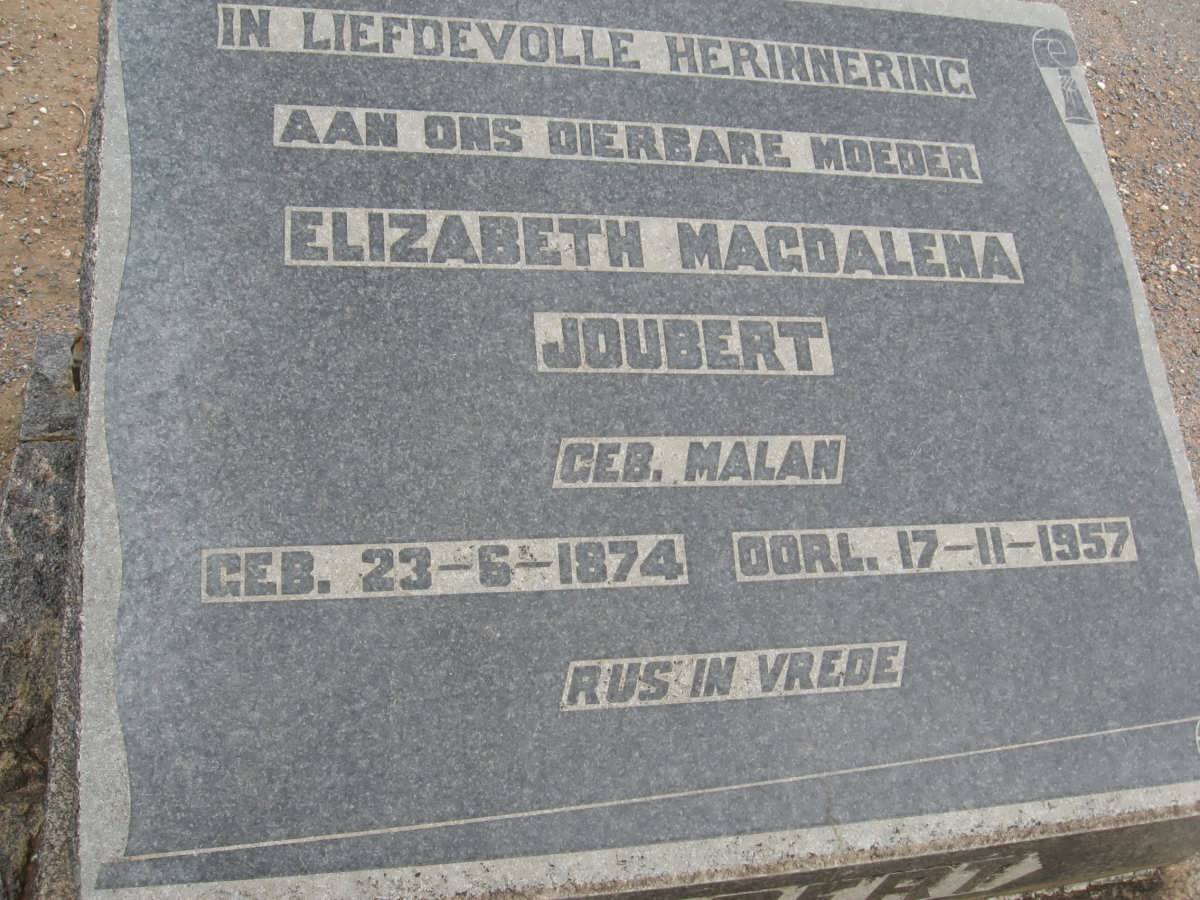 JOUBERT Elizabeth Magdalena nee MALAN 1874-1957