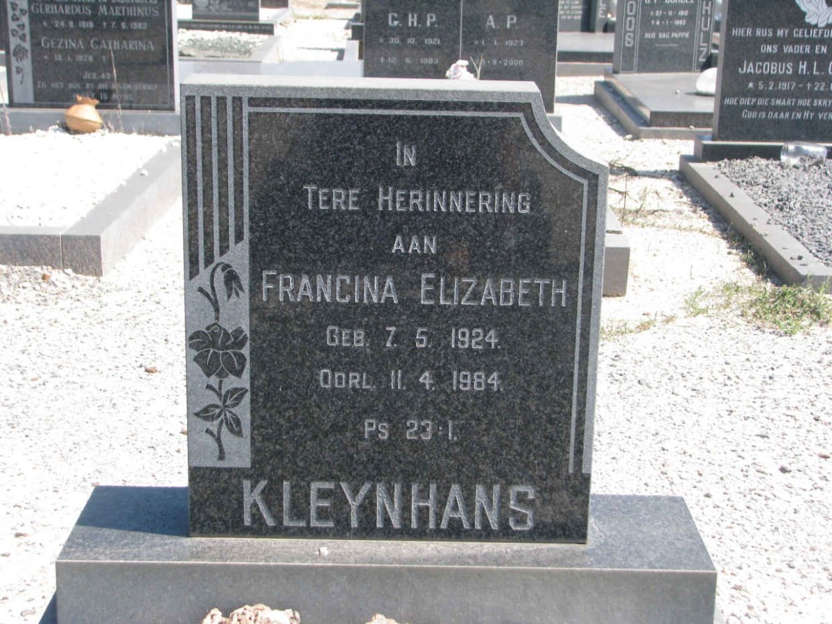 KLEYNHANS Francina Elizabeth 1924-1984